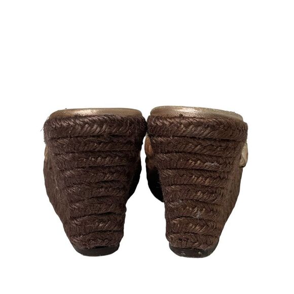 E Made In Italy Leather Jute Platform Wedge Sandals Rose Gold Size 39 8 - Picture 5 of 7